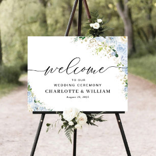 Elegant Dusty Blue Wedding Ceremony Foam Board Poster