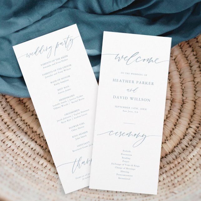 Elegant Dusty Blue Wedding Ceremony Program (Creator Uploaded)