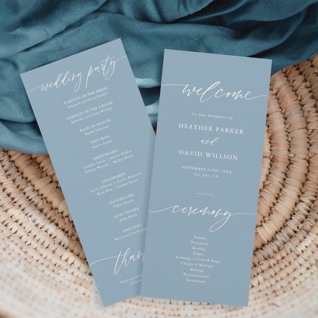 Elegant Dusty Blue Wedding Ceremony Program (Creator Uploaded)