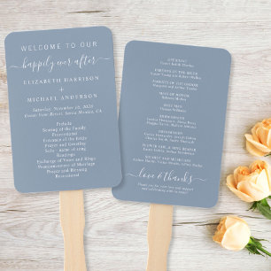 Elegant Dusty Blue Wedding Ceremony Program Hand Fan