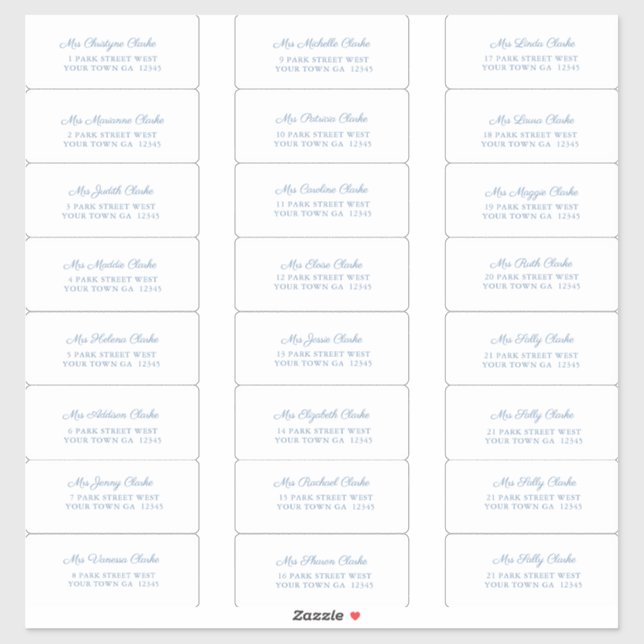 Elegant Dusty Blue Wedding Guest Address Labels (Sheet)