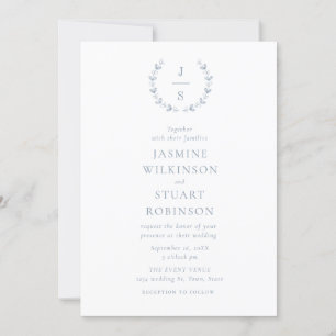 Elegant Dusty Blue Wedding Invitation