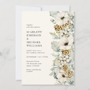 Elegant Dusty Blue Wedding Invitation