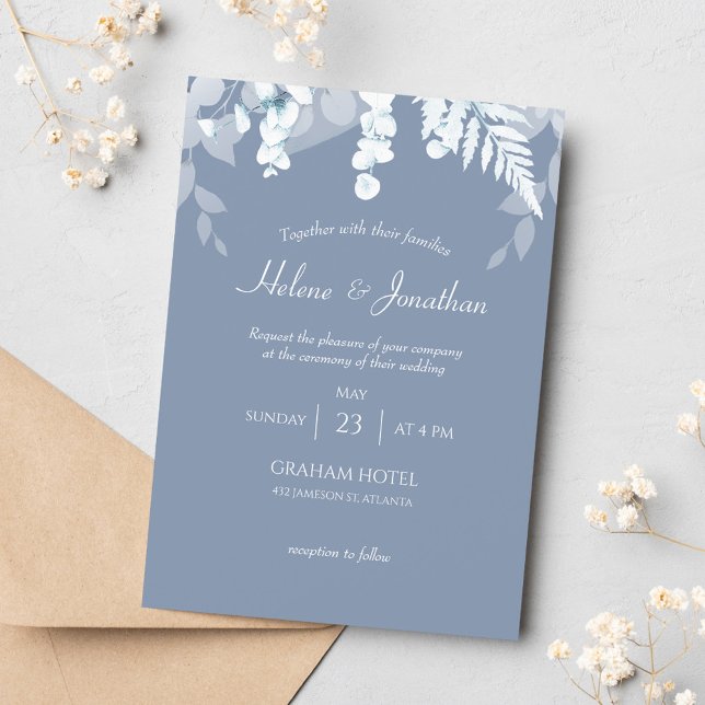 Elegant Dusty Blue Wedding Invitation (Creator Uploaded)