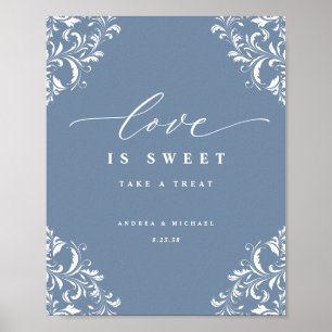 Elegant Dusty Blue Wedding Love is Sweet Sign
