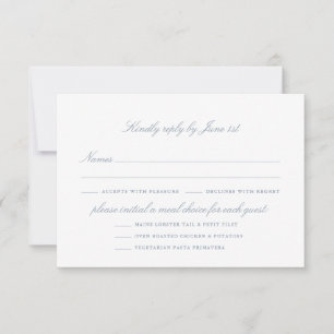 Elegant Dusty Blue Wedding Meal Options RSVP Card