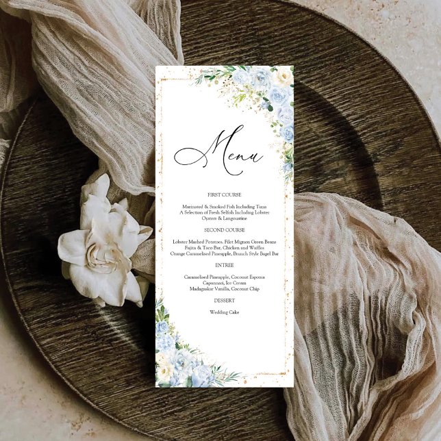 Elegant Dusty Blue Wedding Menu (Creator Uploaded)