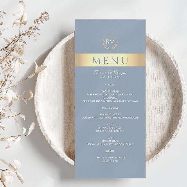 Elegant Dusty Blue Wedding Menu (Creator Uploaded)