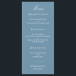 Elegant Dusty Blue Wedding Menu<br><div class="desc">Elegant Dusty Blue Wedding Menu, please personalise as required using the online Personalisation template before ordering. Once you have entered your wording onto the Personalisation template, should you find that you need to adjust the positioning of the text then please use the "Customise further" option to "Edit using the Design...</div>
