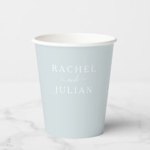 elegant dusty blue wedding paper cups