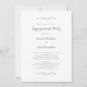  Elegant Dusty Blue Wedding Party Engagement Chic Invitation