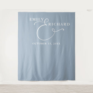 Elegant Dusty Blue Wedding Photo Backdrop Tapestry