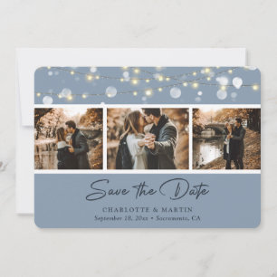 Elegant Dusty Blue Wedding Photo Save The Date