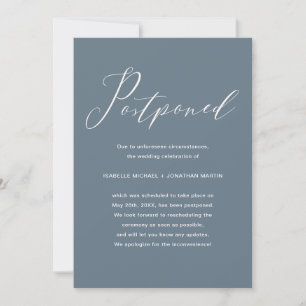 Elegant Dusty Blue Wedding Postponement Announcement