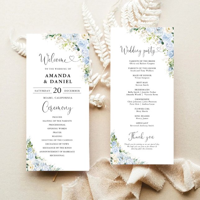 Elegant Dusty Blue Wedding Program (Creator Uploaded)