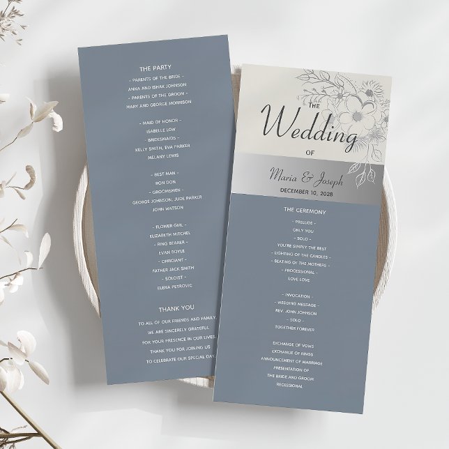 Elegant Dusty Blue Wedding Program (Creator Uploaded)