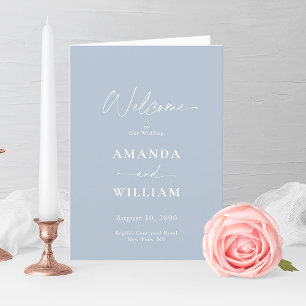 Elegant Dusty Blue Wedding Program