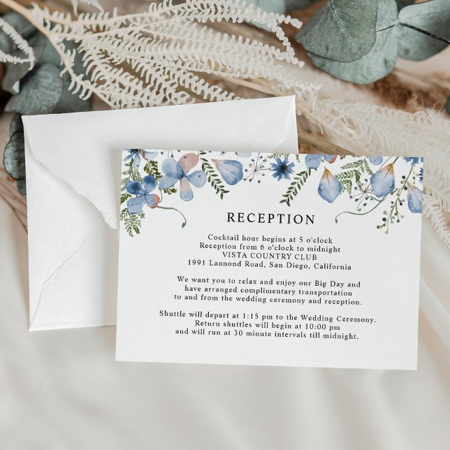 Elegant Dusty Blue Wedding Reception Enclosure Card (Creator Uploaded)