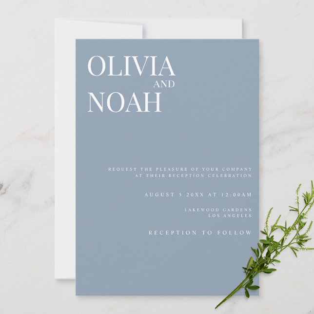Elegant Dusty Blue Wedding Reception Invitation (Creator Uploaded)