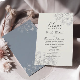 Elegant Dusty Blue Wedding Reception Invitation