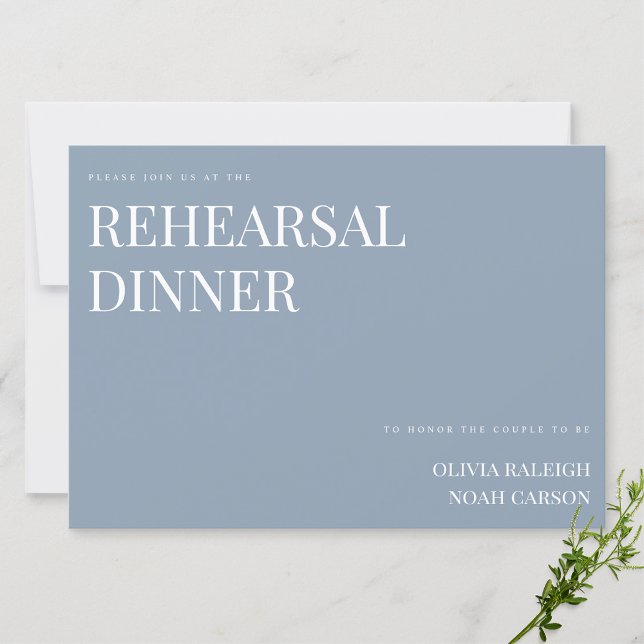 Elegant Dusty Blue Wedding Rehearsal Dinner Card (Creator Uploaded)
