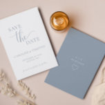 Elegant Dusty Blue Wedding Save The Date Card<br><div class="desc">This simple minimalist save-the-date card is perfect for announcing your upcoming wedding.  This card features a dusty blue-and-white design with elegant text.  Customise text on the front and back of the card with all the details of your special day.  #savethedate #ourwedding #minimalistwedding</div>