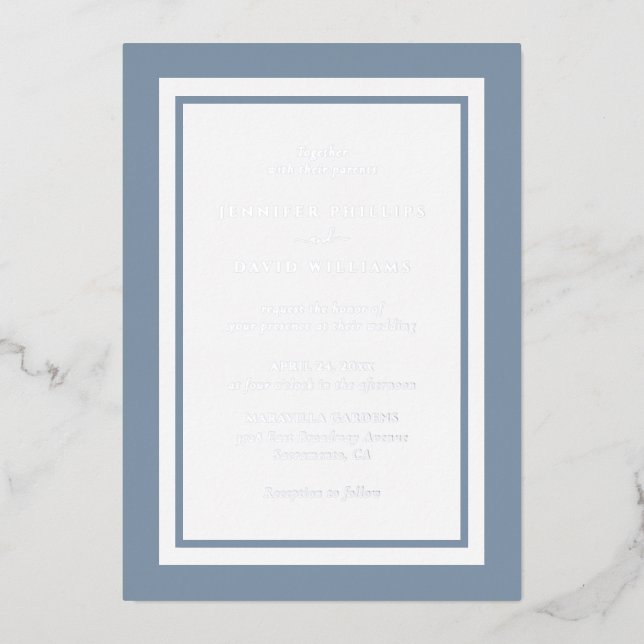 Elegant Dusty Blue Wedding Silver (Front)