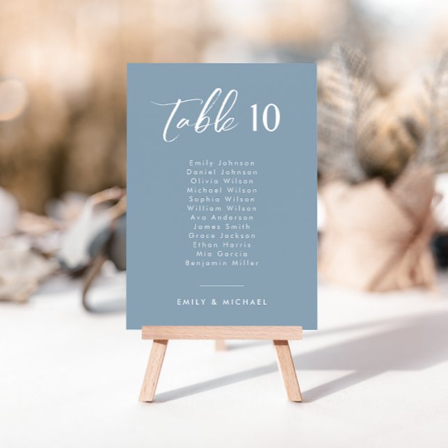 Elegant Dusty Blue Wedding Table Number & Names (Creator Uploaded)