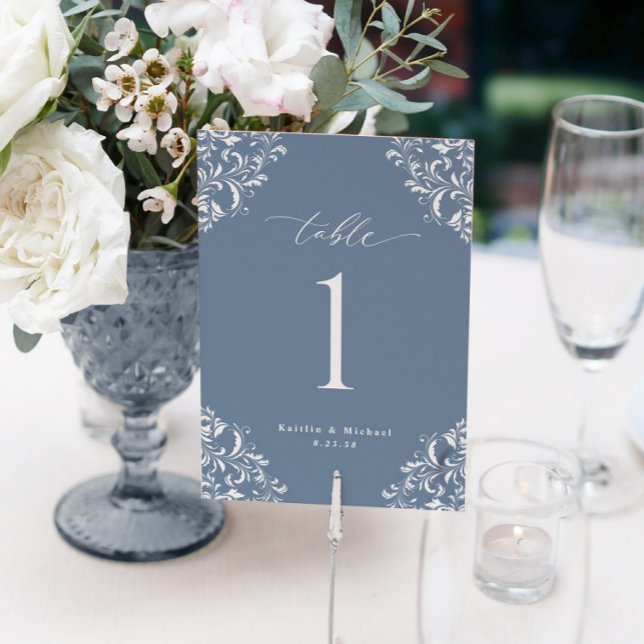 Elegant Dusty Blue Wedding Table Numbers Cards (Creator Uploaded)