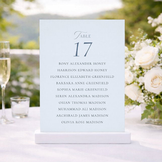 Elegant Dusty Blue Wedding Table Seating Card (Creator Uploaded)
