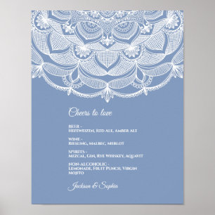 Elegant dusty blue white lace mandala classic poster