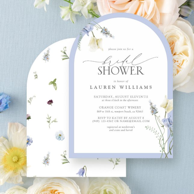 Elegant Dusty Blue Wildflower Bridal Shower Arch Invitation (Creator Uploaded)