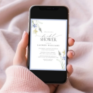 Elegant Dusty Blue Wildflower Bridal Shower Invitation