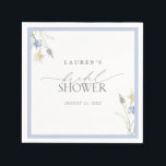 Elegant Dusty Blue Wildflower Bridal Shower Napkin<br><div class="desc">Refined and effortlessly feminine, these dusty blue wildflower napkins are more than just functional—they’re an extension of your event’s visual identity. Subtle yet memorable, they echo the invitation suite and tableware, creating a cohesive guest experience from the first sip to the final toast. Use them at the gift table, drinks...</div>