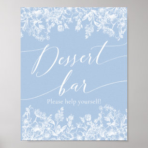 Elegant Dusty Blue Wildflower Dessert Bar Sign