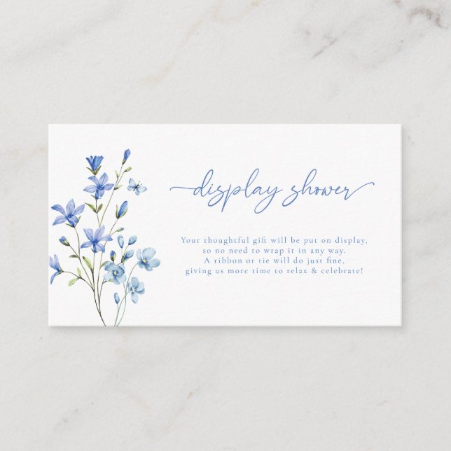 Elegant Dusty Blue Wildflower Display Shower Enclosure Card (Front)