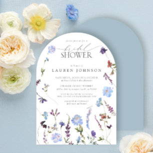 Elegant Dusty Blue Wildflower Floral Bridal Shower Invitation