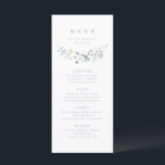 Elegant Dusty Blue Wildflower Rustic Boho Wedding Menu<br><div class="desc">Elegant delicate watercolor wildflower design,  with custom your own details. Pastel palettes of soft yellow,  off white,  sage green,  dusty blue,  and botanical greenery,  simple and romantic. Great floral wedding menus for modern rustic wedding,  country garden wedding,  and boho wedding in spring and summer.</div>