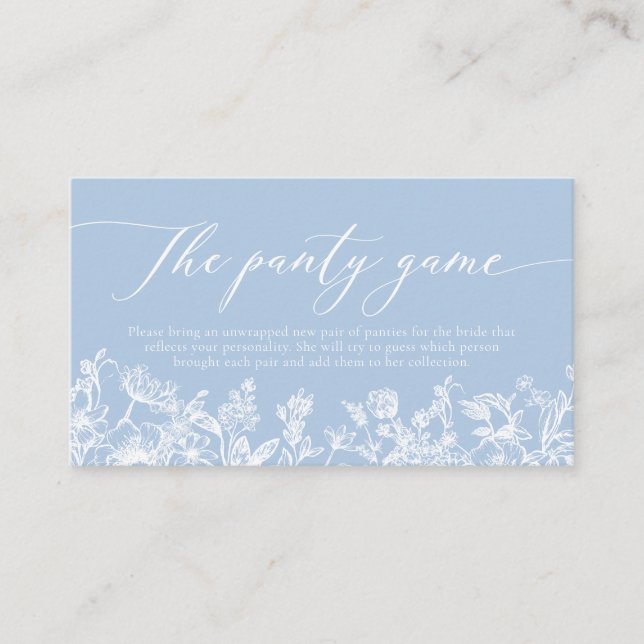 Elegant Dusty Blue Wildflower The Panty Game Enclosure Card (Front)