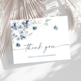 Elegant Dusty Blue Winter Foliage Boho Thank You Postcard