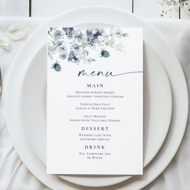 Elegant Dusty Blue Winter Foliage Wedding Menu (Creator Uploaded)