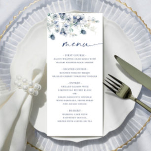Elegant Dusty Blue Winter Foliage Wedding Menu