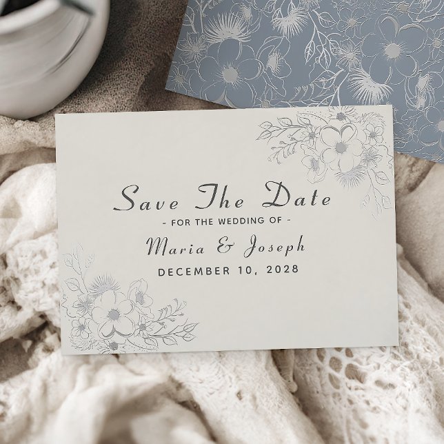 Elegant Dusty Blue Winter Wedding Save Date Save The Date (Creator Uploaded)