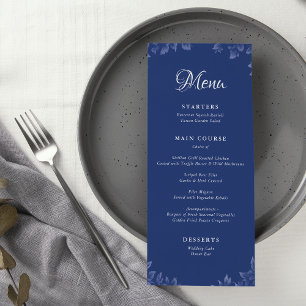 Elegant Dusty French Blue Vintage Floral Wedding Menu