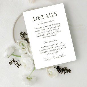 Elegant Dusty Green Classic Wedding Information Enclosure Card