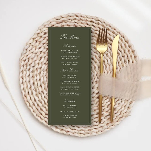Elegant Dusty Green Classic Wedding Menu (Elegant dusty green wedding menus add timeless elegance to your beautifully planned reception.)
