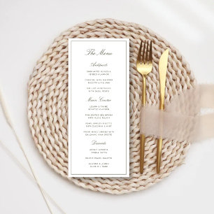 Elegant Dusty Green Classic Wedding Menu