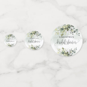 Elegant dusty green eucalyptus gold Bridal Shower Confetti