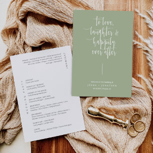 Elegant Dusty Green Modern Minimal Script Wedding Program