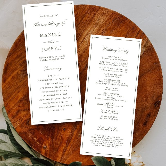 Elegant Dusty Green Script Classic Wedding Program (Elegant dusty green wedding programs add a polished touch while sharing every detail.)